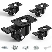 2" Low Profile Casters 2200lbs, Total Lock Heavy Duty Nylon Wheels, 4-Pack