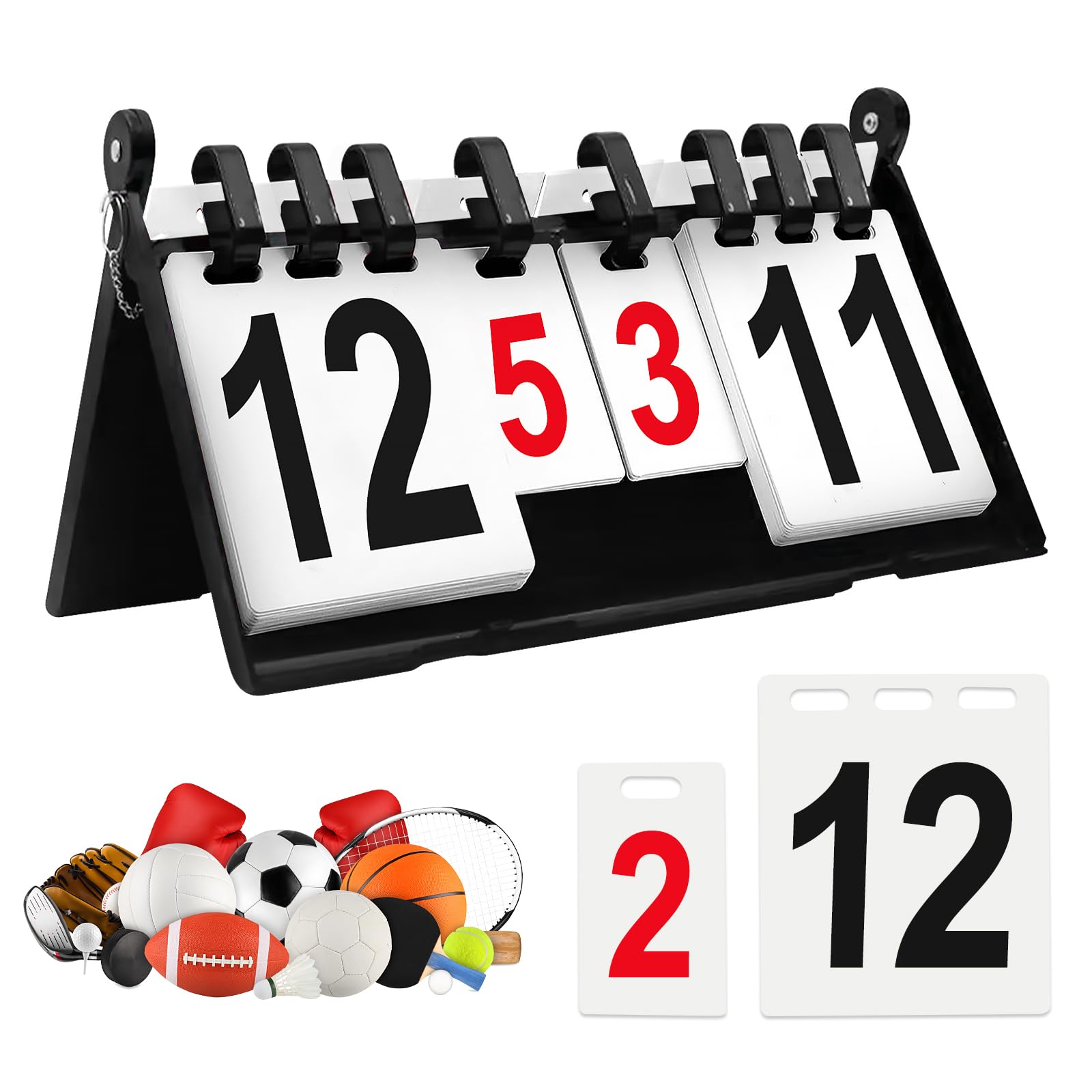 PORFOYO Tabellone segnapunti, 4 cifre, per competizioni sportive, tabellone digitale da 0 a 31 posti, tavolo portatile da tavolo pieghevole, contatore punteggi per competizioni