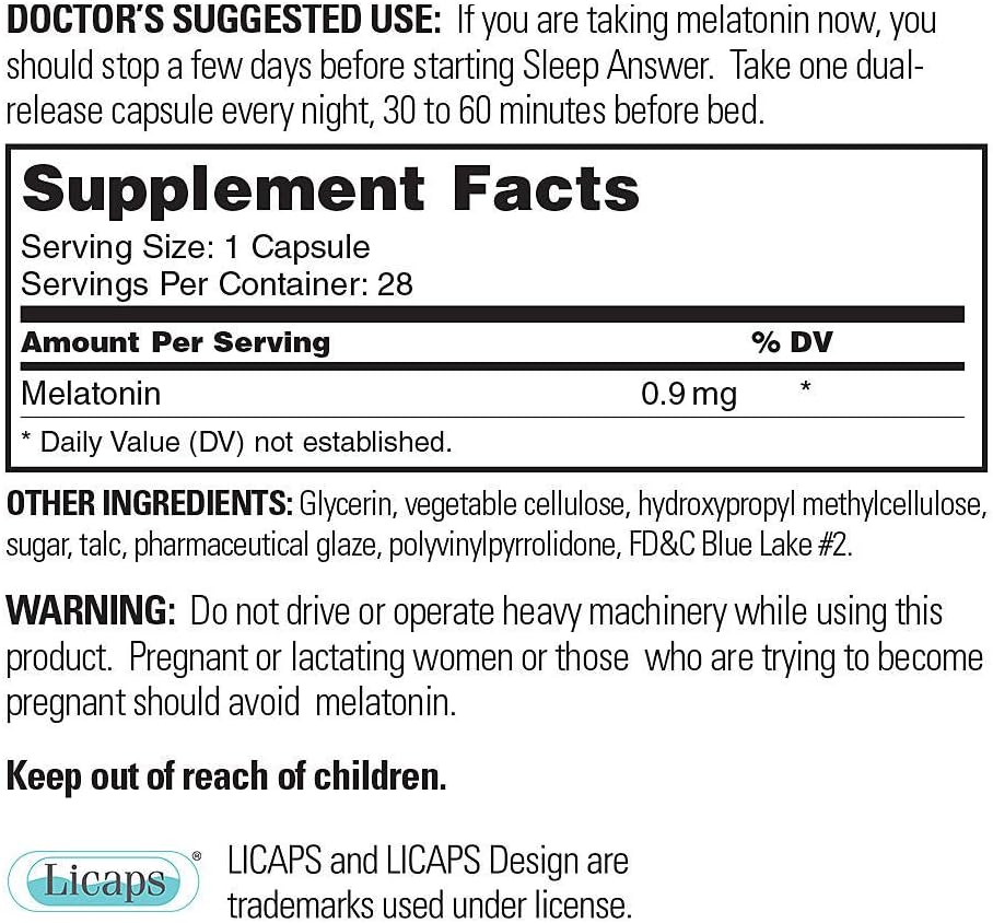 Dr. Wurtman’s Sleep Answer Delivers Time-Released, Low-Dose Melatonin That Helps You Fall Asleep, Stay Asleep, and Wake Up Refreshed (28 Dual-Dose Capsules)