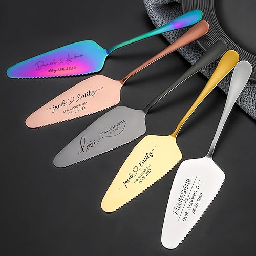Miniatura 5 de Juego de cuchillos y servidores personalizados para tartas de boda, cortador de pasteles y servidor de pasteles para bodas, compromisos, cumpleaños,