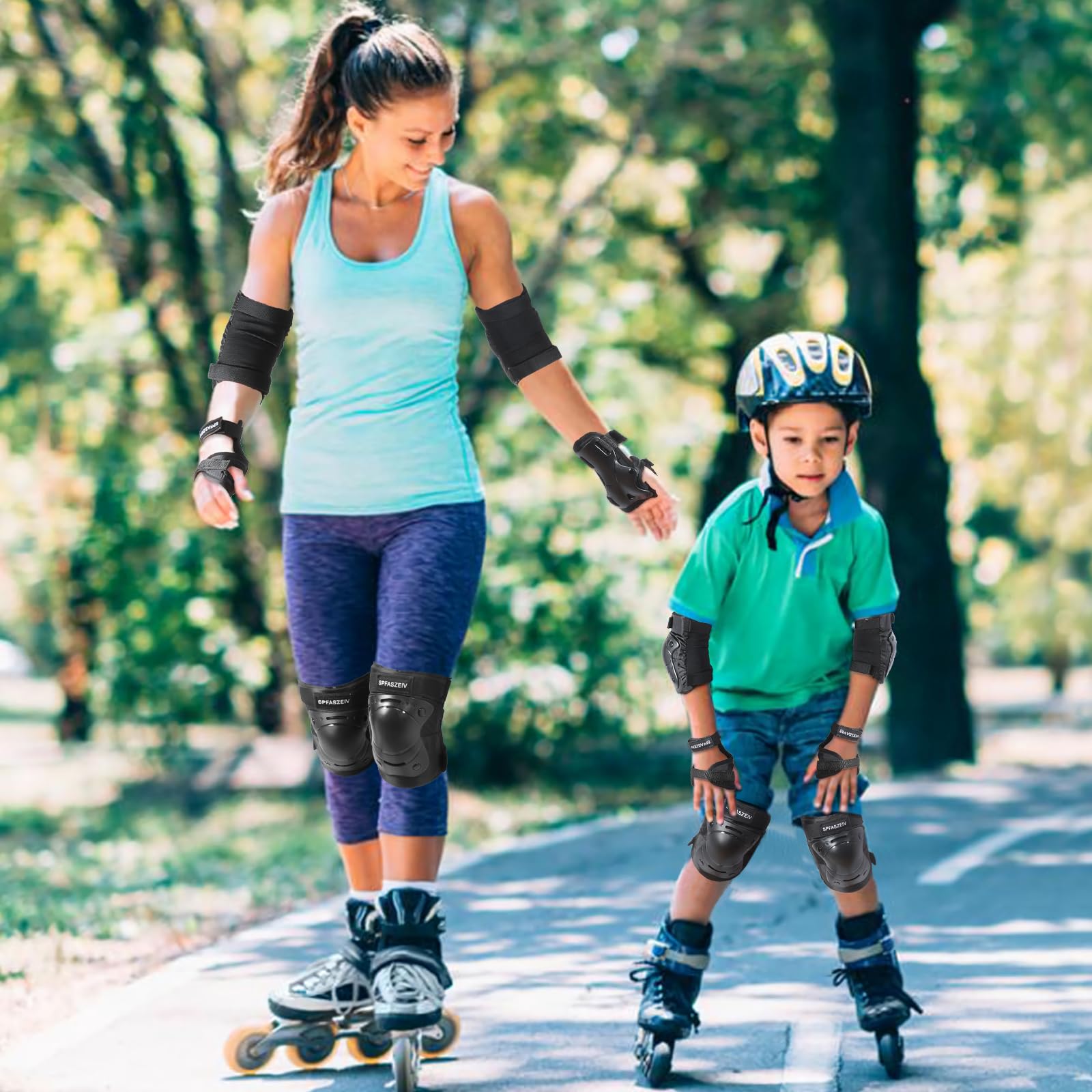 Kit de Protection 6pc Genouillère Enfant Adulte Skateboard Protection Pads Genouillères Coudières Poignet Réglable Patin à roulettes
