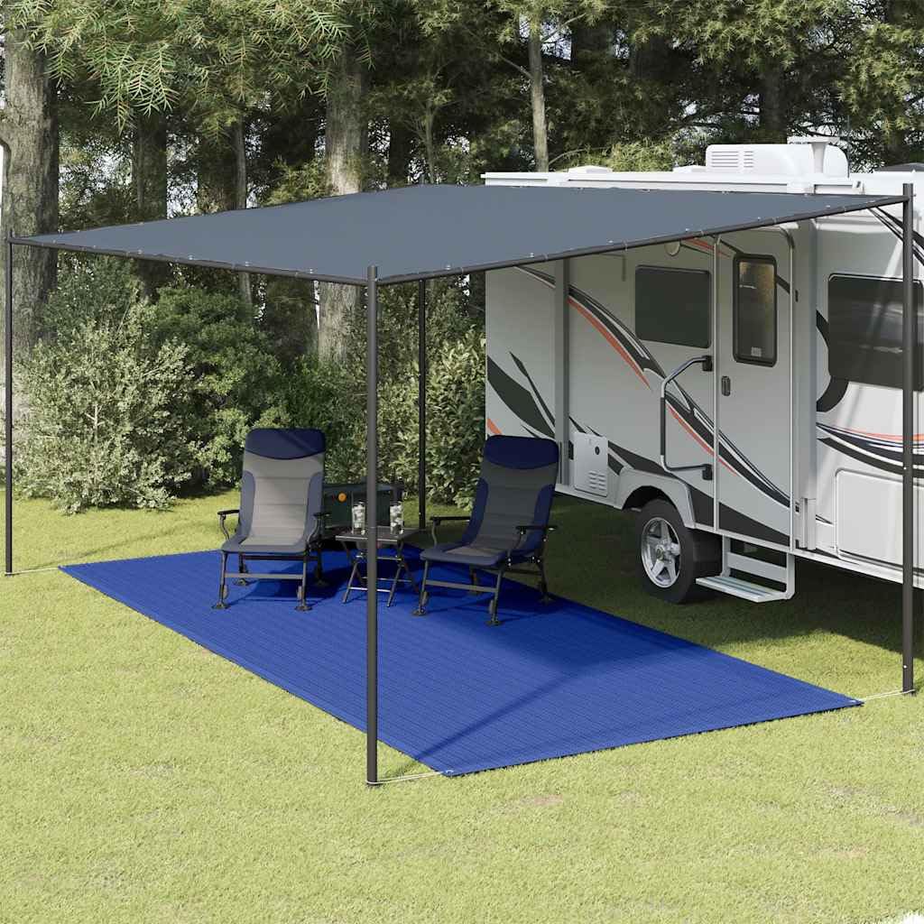 Tapis de tente - 250 x 500 cm - Bleu - En polyéthylène haute densité - Avec œillets intégrés - Résistant aux intempéries et découpable - Pour extérieur, trekking, festival