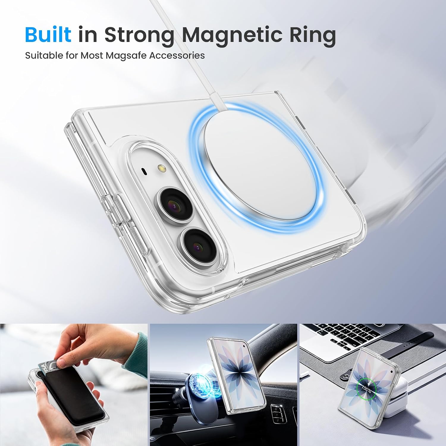 Ruky for iPhone Duo Case, Anti-Yellowing, with Screen Protector, Clear image 3