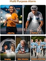 Vista 9 de TECKNET Alarma de seguridad personal de 135 dB con luz estroboscópica SOS para mujer, recargable e impermeable IPX4, luces de carrera con linterna