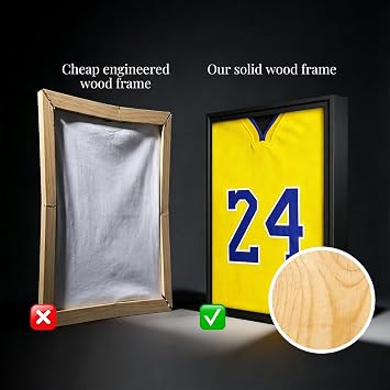 2 Pack Jersey Frame Display Case,Jersey Shadow Box,Sports Jersey Display Frame with Pine Wood for Hockey Soccer Basketball Baseball Shirts