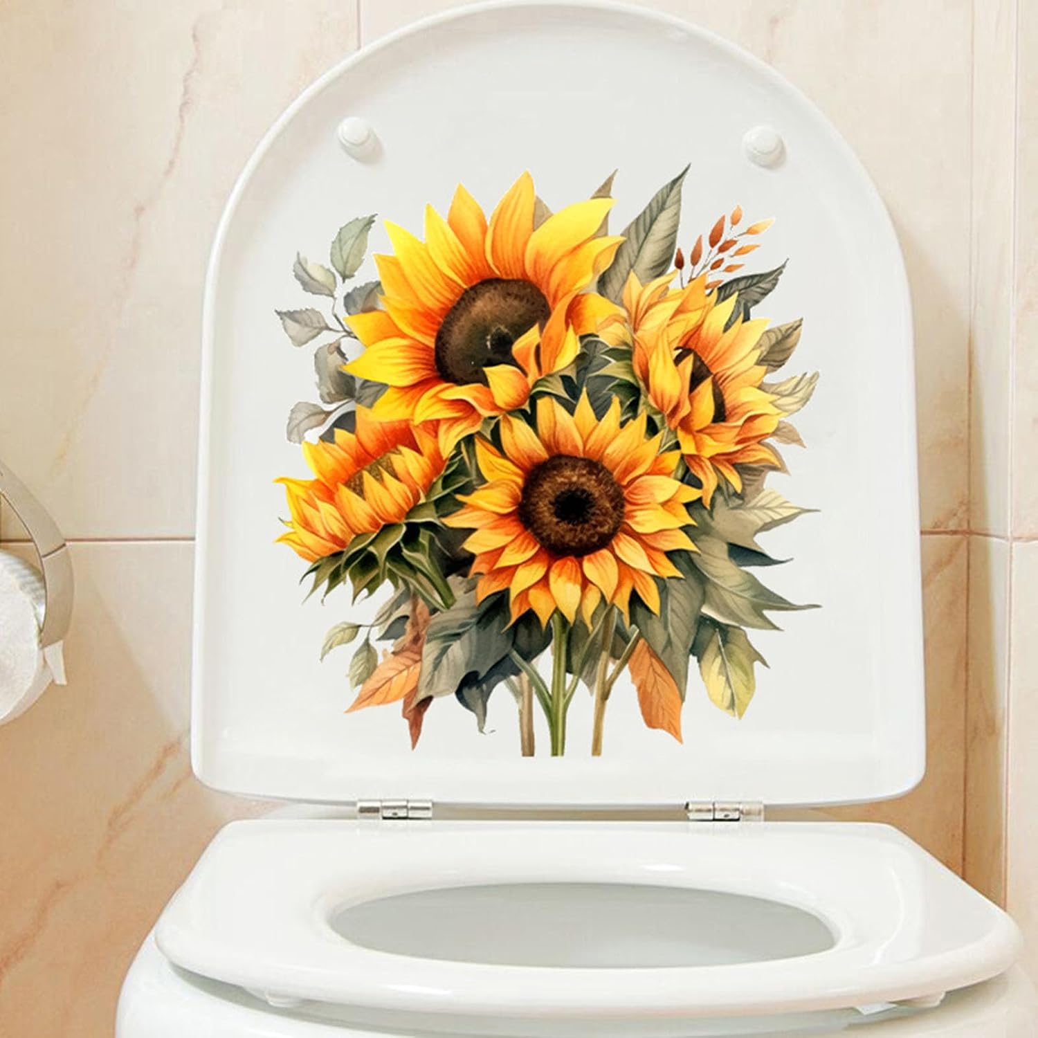 Flower Toilet Stickers for Washroom Bathroom Decoration Wall Decal Diys Removable Toilet Lid Stickers Decal Bathroom Decorations Wall Decor