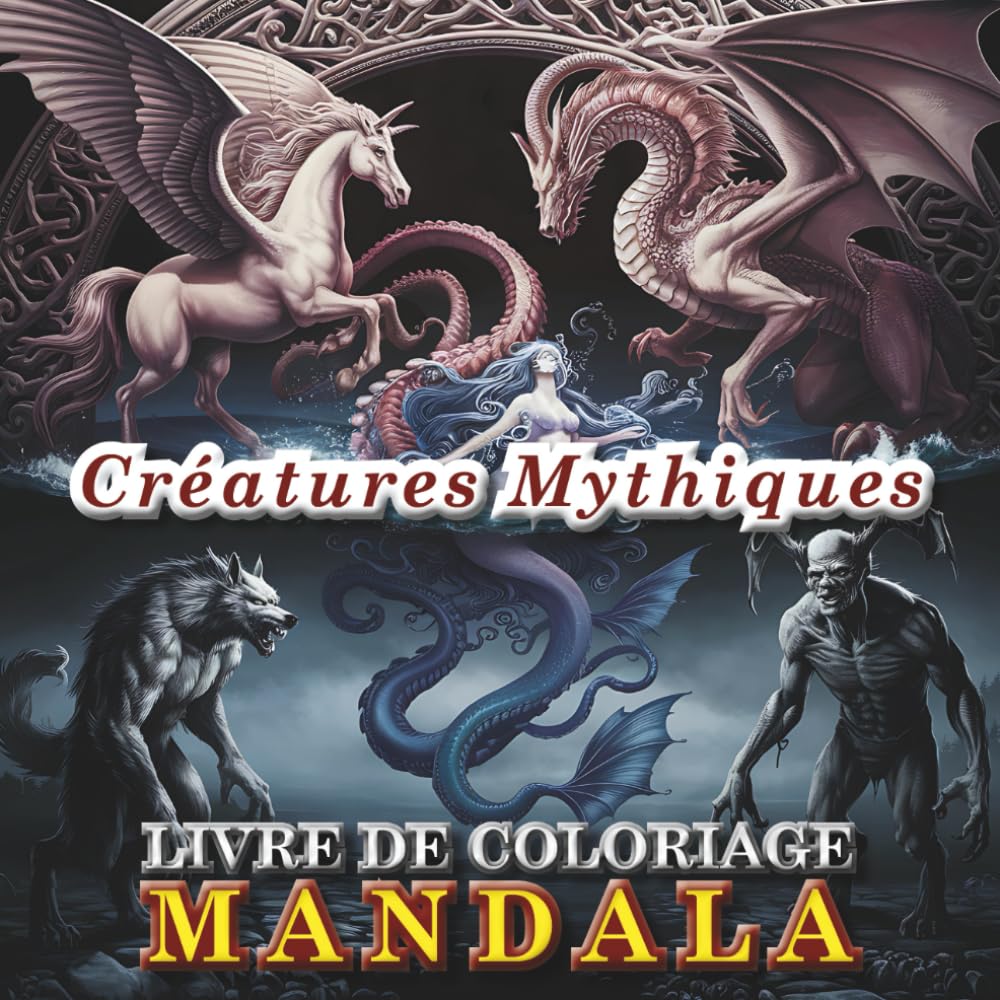 CRÉATURES MYTHIQUES MYSTIQUES – LIVRE DE COLORIAGE MANDALA „VOLUME 1“:: Pour les adultes avec des têtes de créatures de différents mythes et légendes.
