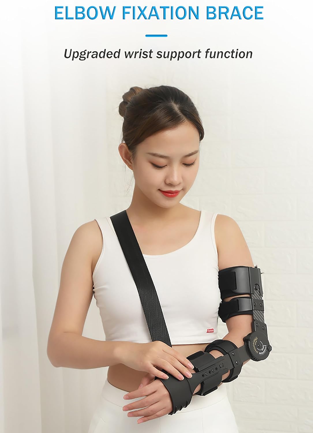 Hinged ROM Elbow Brace, Adult Post Op Elbow Immobilizer Brace with Sling Stabilizer, Arm Injury Recovery Elbow Splint for Dislocated Arm Ligament and Tendon Repairs