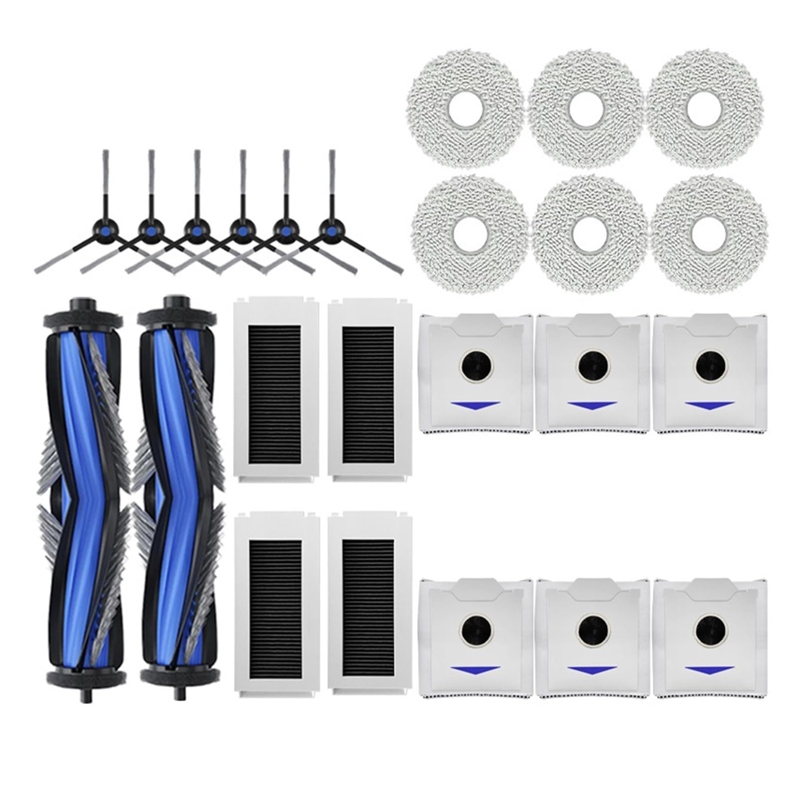 Compatible con Ecovacs Debot N30 Omni / N30 Pro Omni Robot Aspiradora, accesorio de pieza de repuesto para cepillo lateral principal, filtro HEPA y bolsa de polvo (marrón)