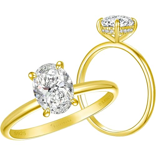 925 Sterling Silver Oval Moissanite Engagement Ring for Women Oval Cut D Color VVS1 Moissanite Promise Ring for Her Size 4-10