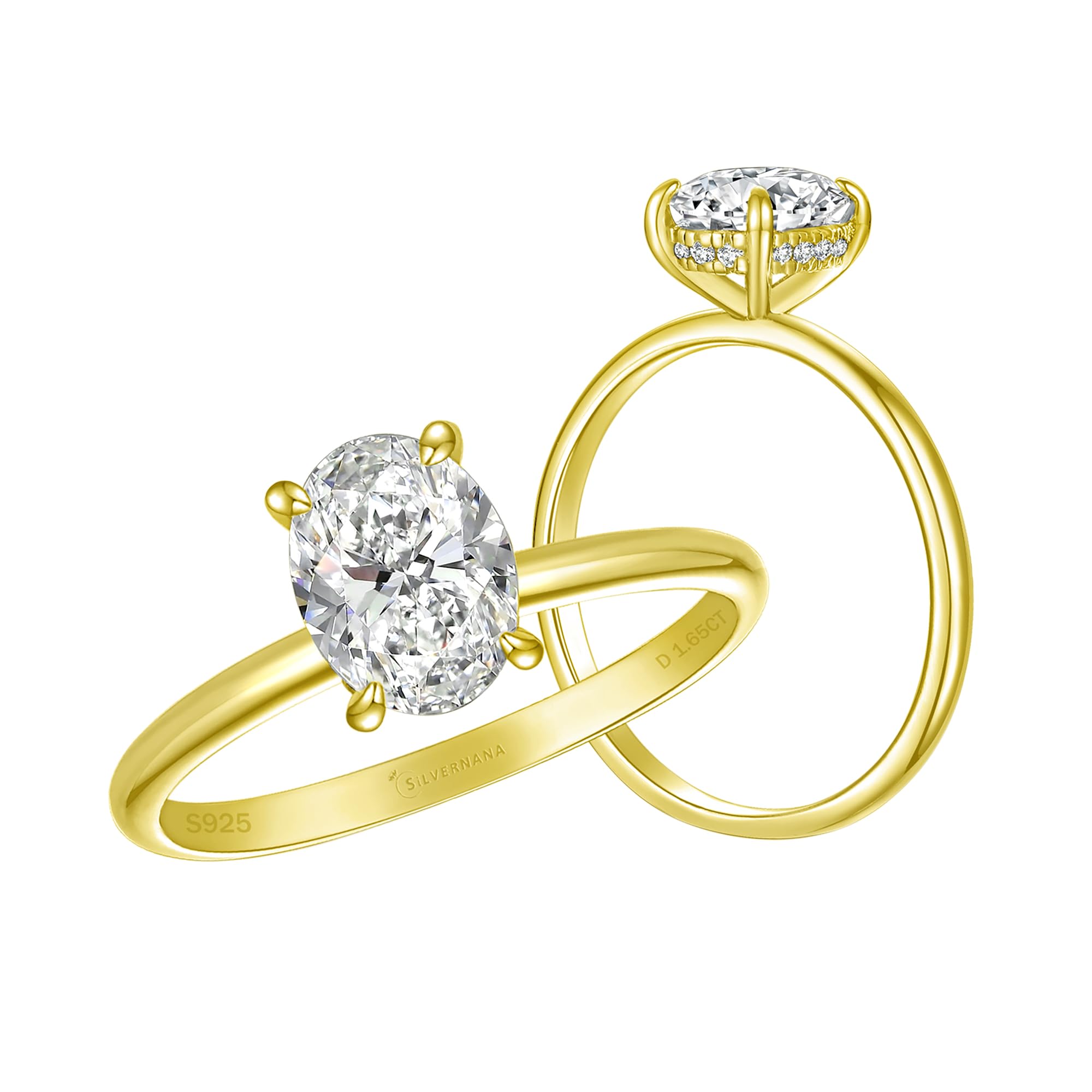 SILVERNANA Oval/Heart/Round Cut Moissanite Engagement Ring for Women 925 Sterling Silver D Color VVS1 Clarity Moissanite Promise Ring for Her Size 4-