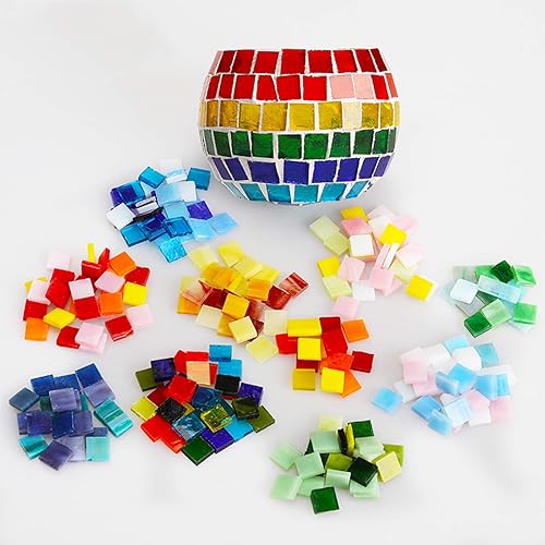 Miniatura 2 de 270 piezas de azulejos de mosaico de colores mezclados brillo cristal mosaico piezas a granel surtido cuadrado 0.4 x 0.4 pulgadas vidrio para