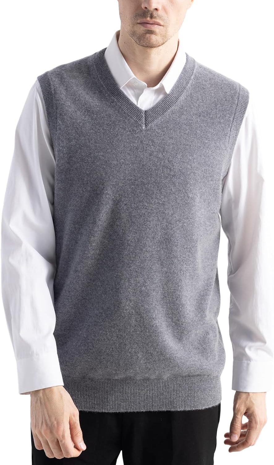 Chanyarn Men's 100% Merino Wool Sweater Vest 2025 Fall Winter Casual Solid V Neck Sleeveless Knitted Sweater Vest