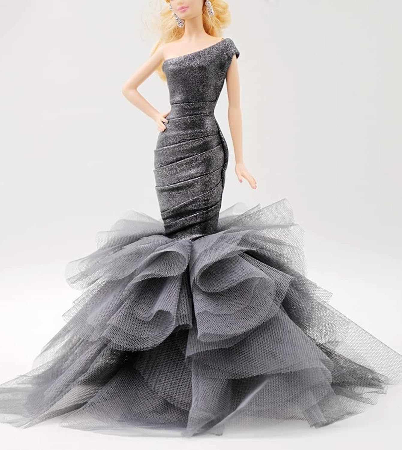 Cora Gu Handmade Classic One Shoulder Silver Mermaid Dress Wedding Gowns Fit ...