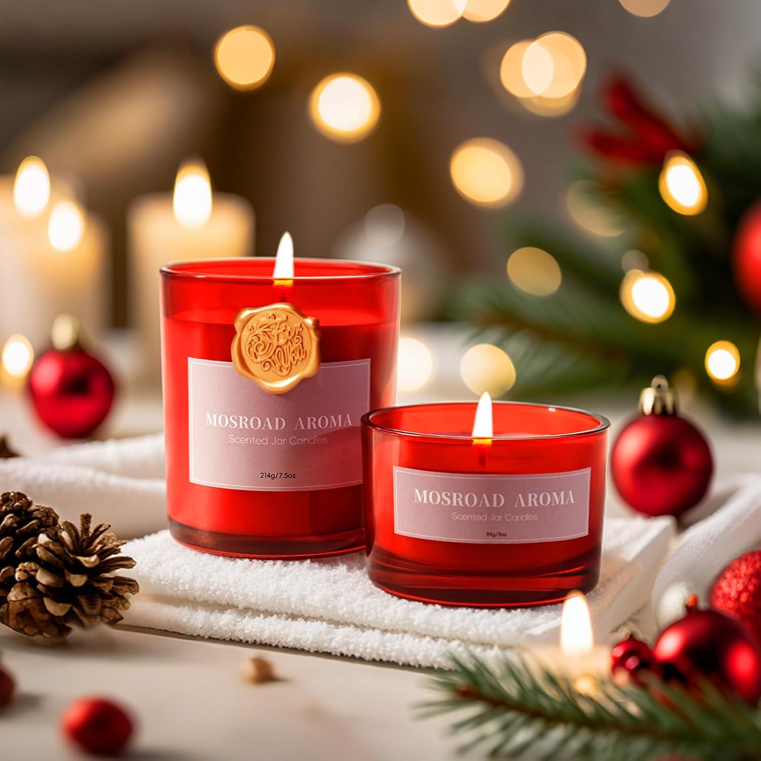 2-Pack Set Apple Cinnamon Scented Candles,Apple Pie & Kitchen Spices Natural Soy Jar Candles for Home,Highly Scented Aromatherapy Candles for Fall Holiday, Apple Cider Candle Ideal Gift for Women,Men