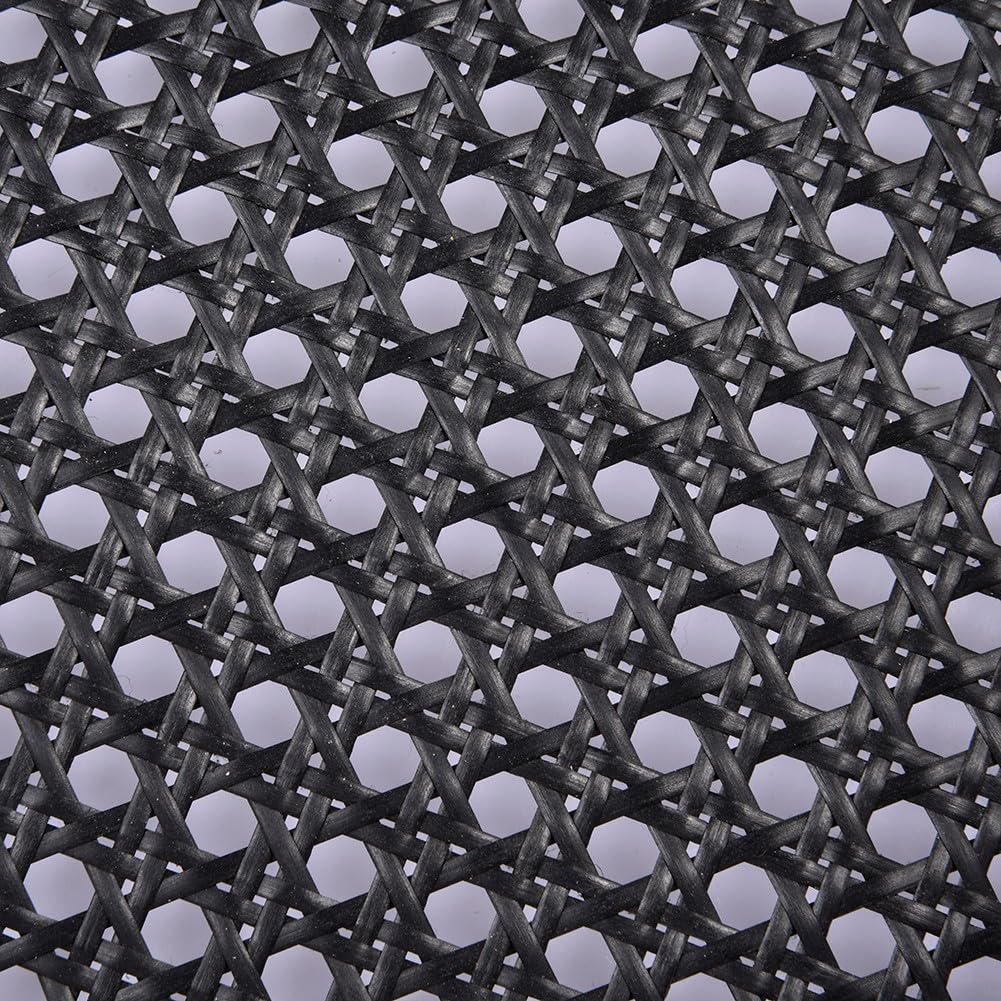 Rollo de malla de ratán negro, rollo de malla de mimbre de caña de plástico, material de caña de cincha, rollo de caña tejida para muebles, silla, gabinete, techo, cesta