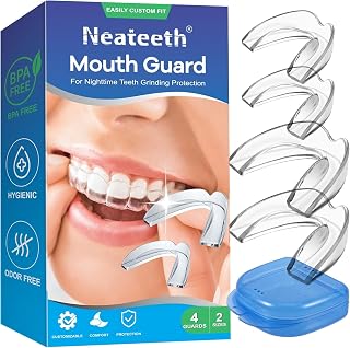 Mouth Guard for Teeth Grinding, 4 Packs New Model Moldable Teeth Grinding Guard for Sleeping, Night Guard for Adults, Sleep Guard for Clenching Teeth at Night, 2 Sizes Dental Bite Guard for Bruxism - Amazon product rated Grade B