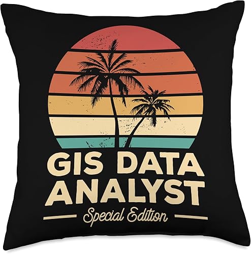 Vintage GIS Data Analyst - Almohada con sistema de información geográfica, 18 x 18 pulgadas, multicolor