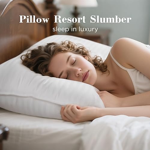 Miniatura 2 de viewstar Juego de 2 almohadas de cama tamaño Queen, colección de hotel, almohada grande alternativa de plumón para dormir de espalda, estómago o de