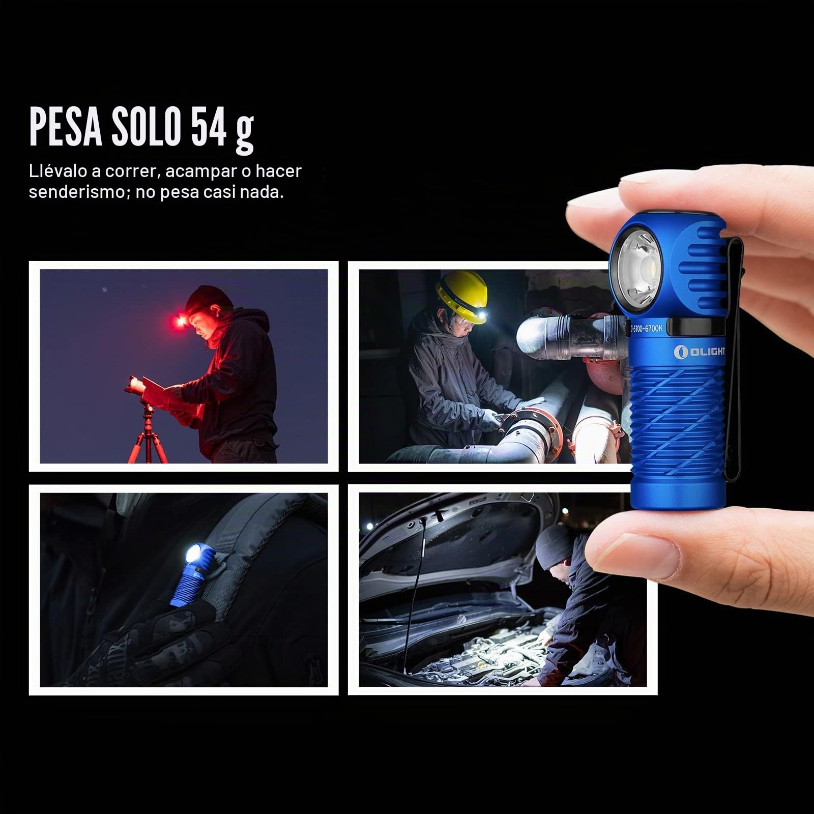 OLIGHT Perun 2 Mini, Linterna frontal LED con banda para cabeza, alcance 150 m. Luz blanca 180º