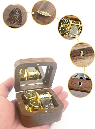 Miniatura 2 de Sinzyo Davy Jones - Caja de música vintage para regalo de cumpleaños, día de San Valentín, Navidad (caja de nogal con notas musicales)