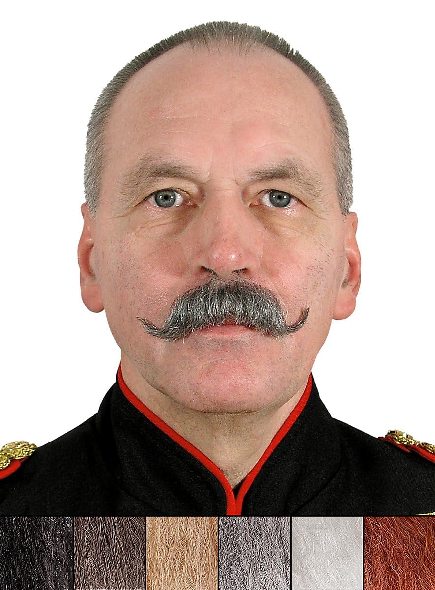 Wilhelm professioneller Oberlippenbart - schwarz - Schnauzer - Bart aus Echthaar Verkleidung Kostüm-Accessoire Karneval Fasching (inkl. Hautkleber)