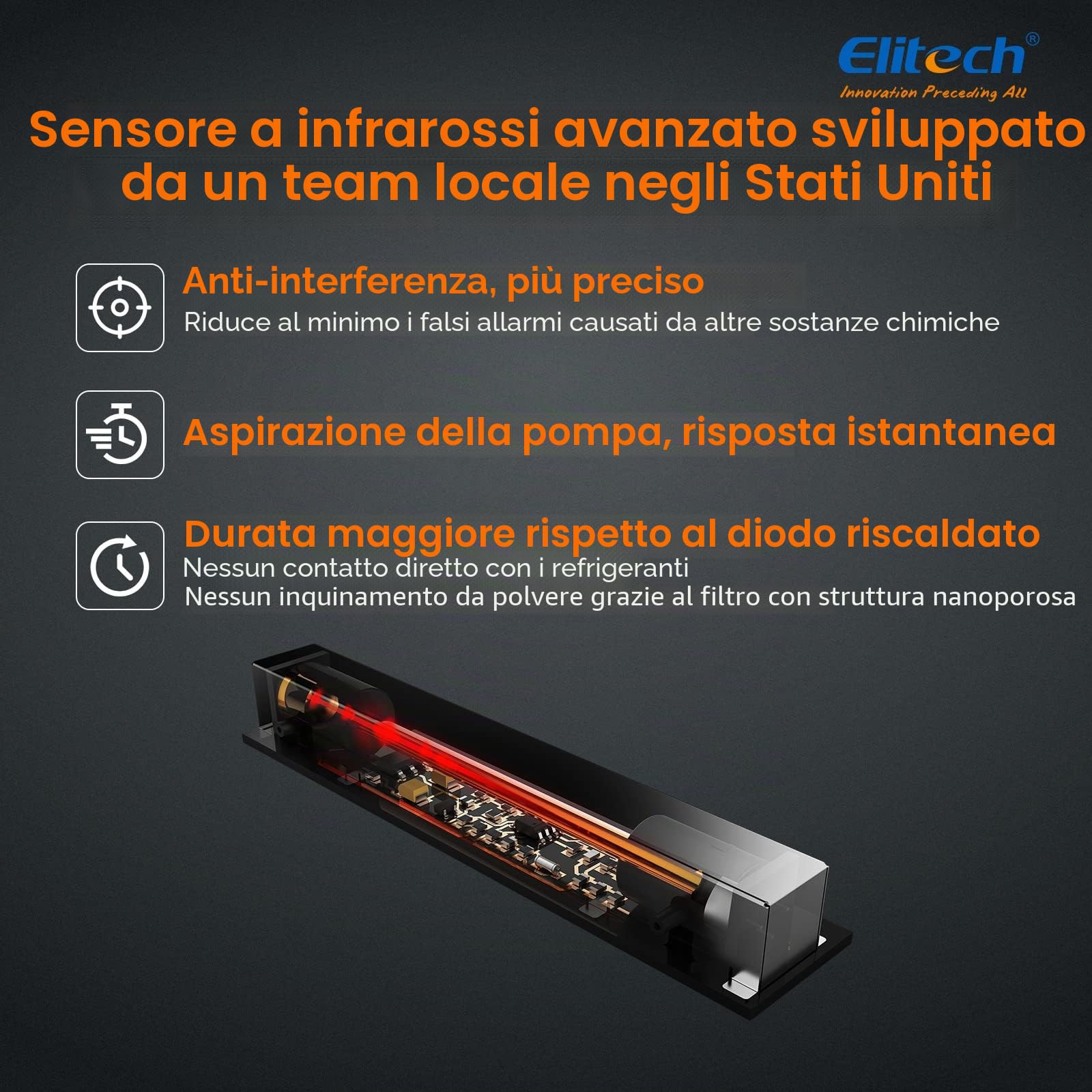 Elitech Rilevatore di Perdite di Refrigerante A Infrarossi ILD-300 Pro, R134a/R1234yf, Rilevatore di Perdite HVAC per Frigoriferi, Condizionatori, Industria Automobilistica, Pompe di Calore