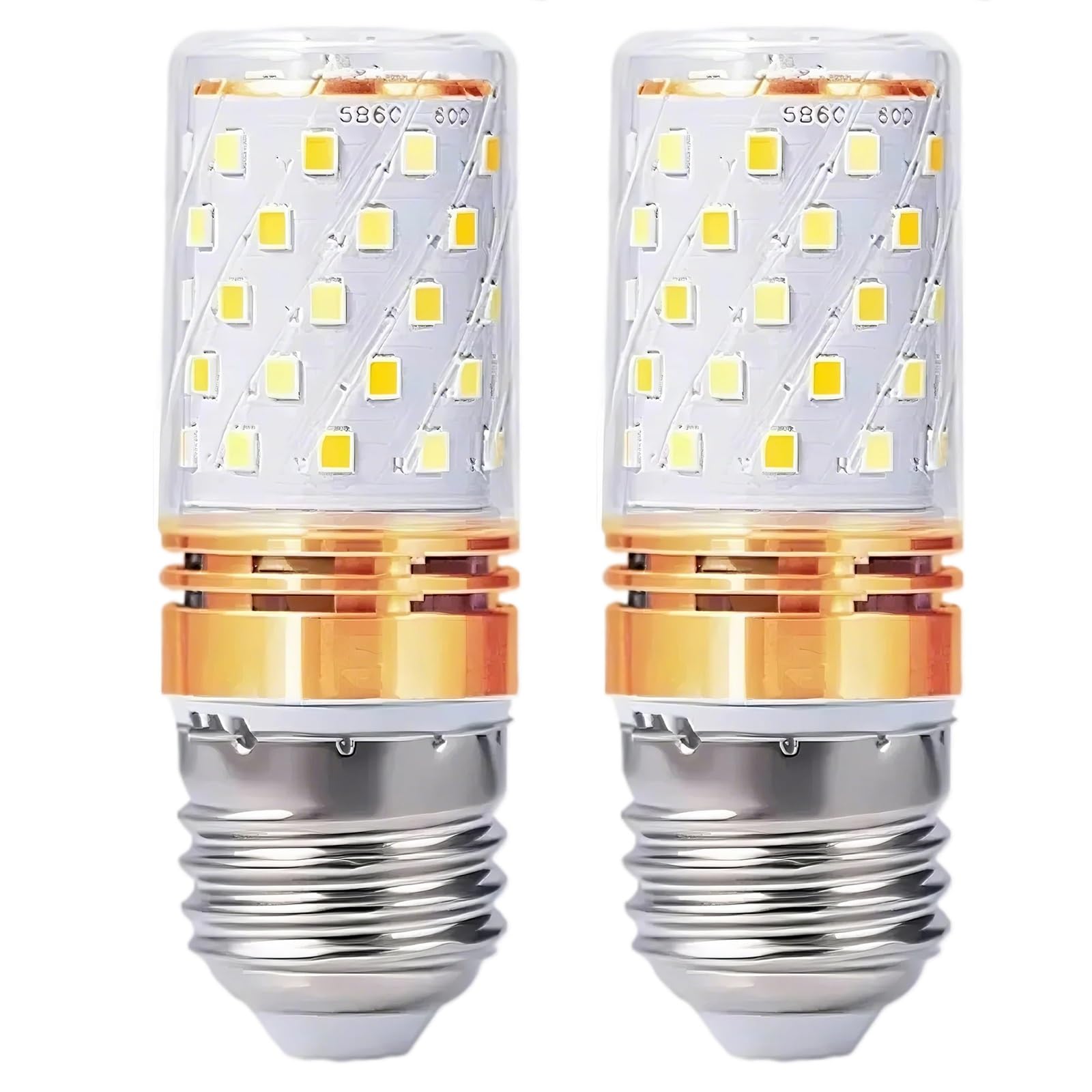 ZFFOZZ E14/E26/E27 LED Corn Light Bulbs 12W 16W Standard Screw Base 60W Equivalent for Rv, Off Grid Solar Panel Project, Boat, Pack of 2(E27-12W-gold,Yellow)