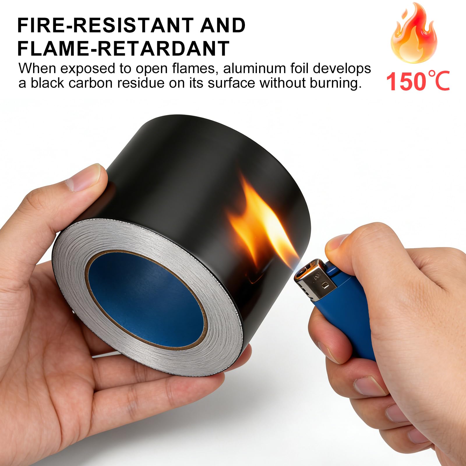 EXLECO Ruban Adhésif Aluminium Noir 100 mm x 50 m, Épaisseur 0,07 mm – Scotch Haute Temperature avec Pellicule de Protection, isolant Thermique y Imperméable, Scotch Pare Vapeur pour Conduits