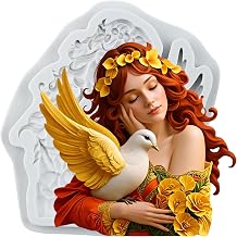 Girl with Pigeon Silicone Mold Goddess Fondant Molds