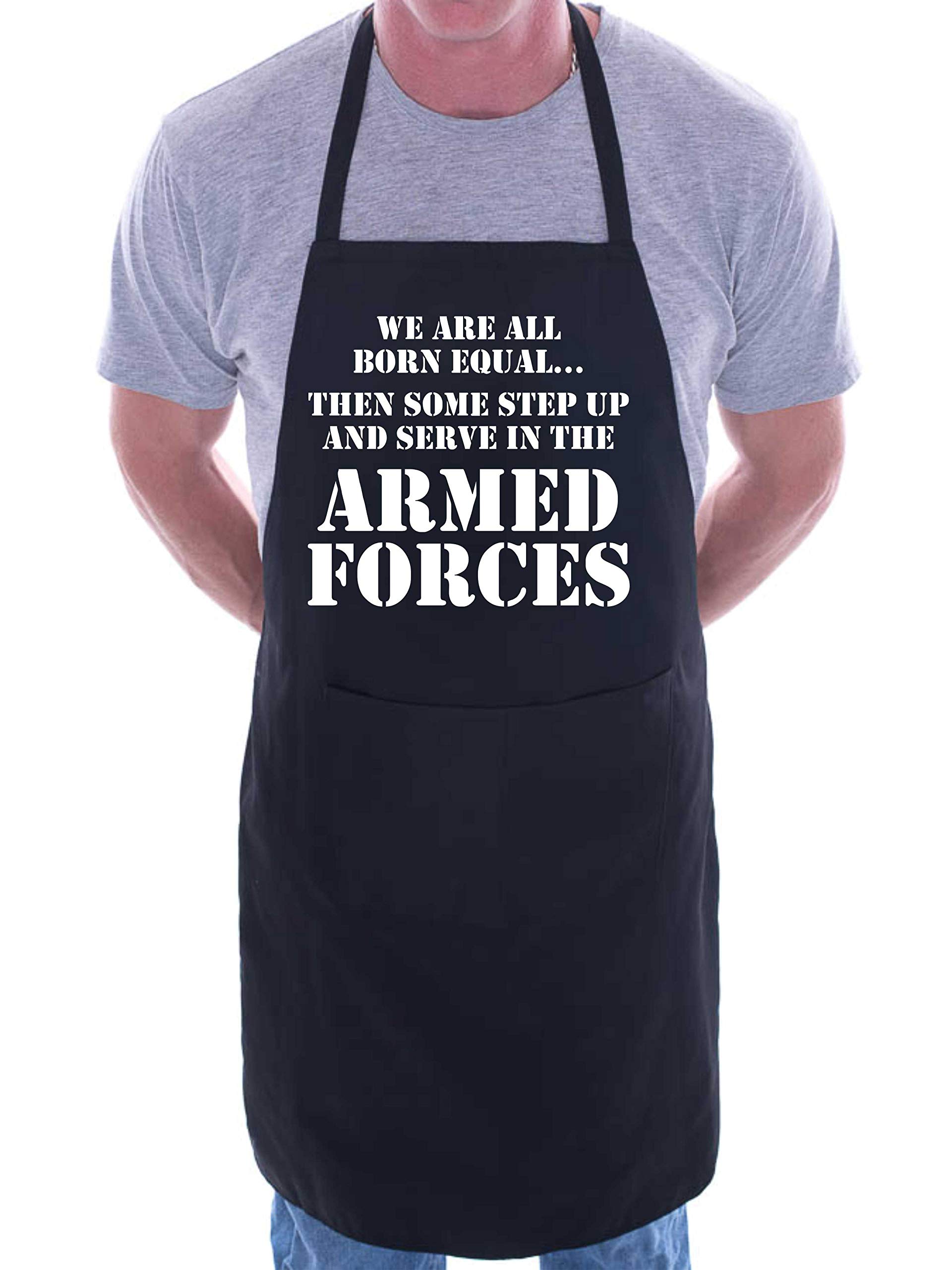 Print4u Men's Black Armed Forces Army Navy Raf Novelty Cooking Apron