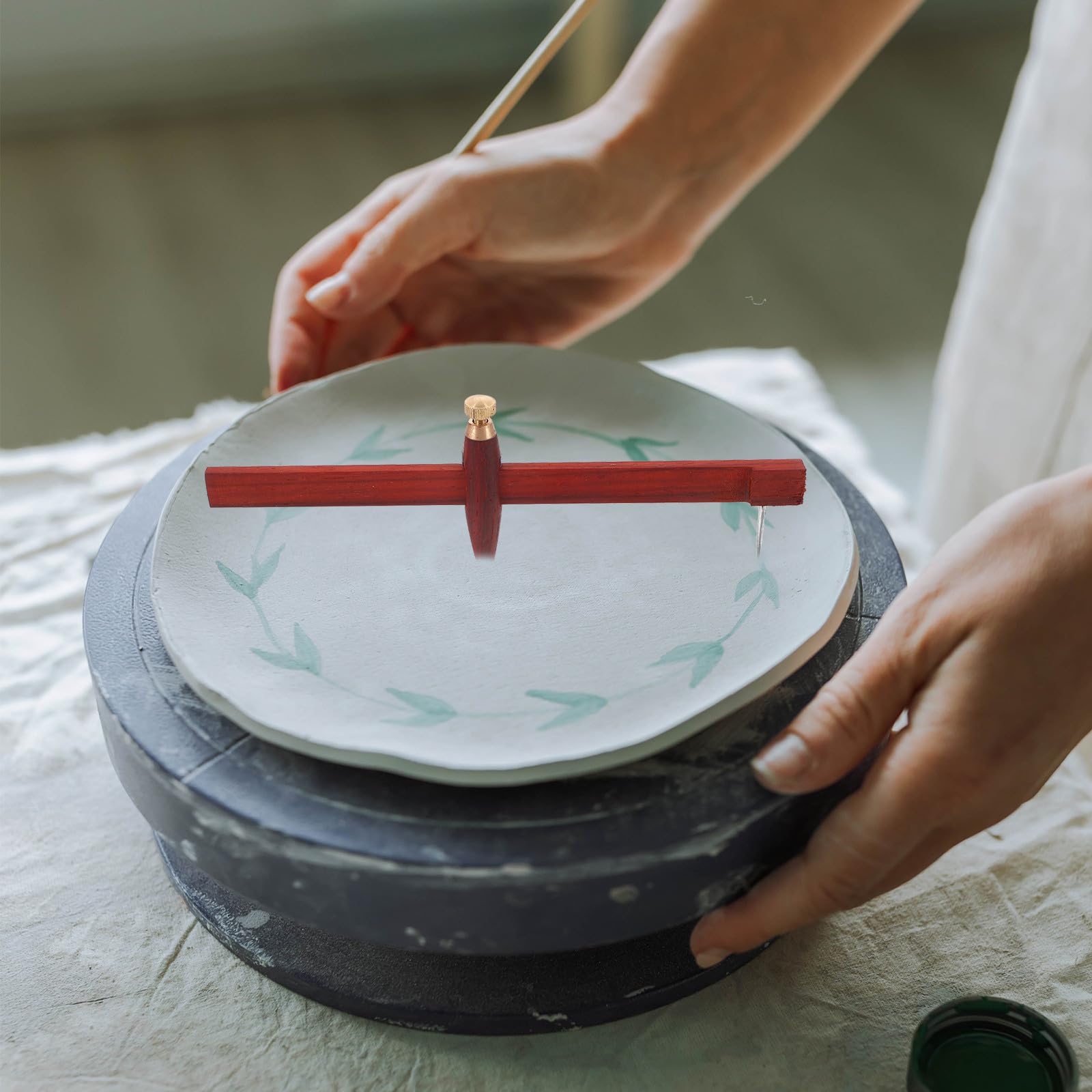 Kichvoe Taglierina per Cerchi in Argilla Compasso in Legno Strumento per Progetti Artigianali di Ceramica Lavorazione Fine e Precisa per Creazioni in Argilla Riutilizzabile