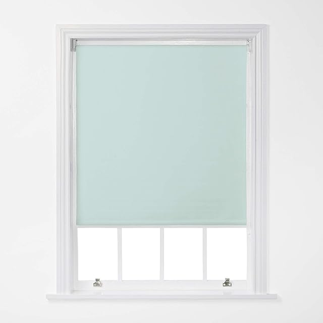 A.Unique Home Trimmable Blackout Roller Window Blind in a Variety of Colours and Sizes (Duck Egg, 180cm x 170cm (70.8" x 66.9"))