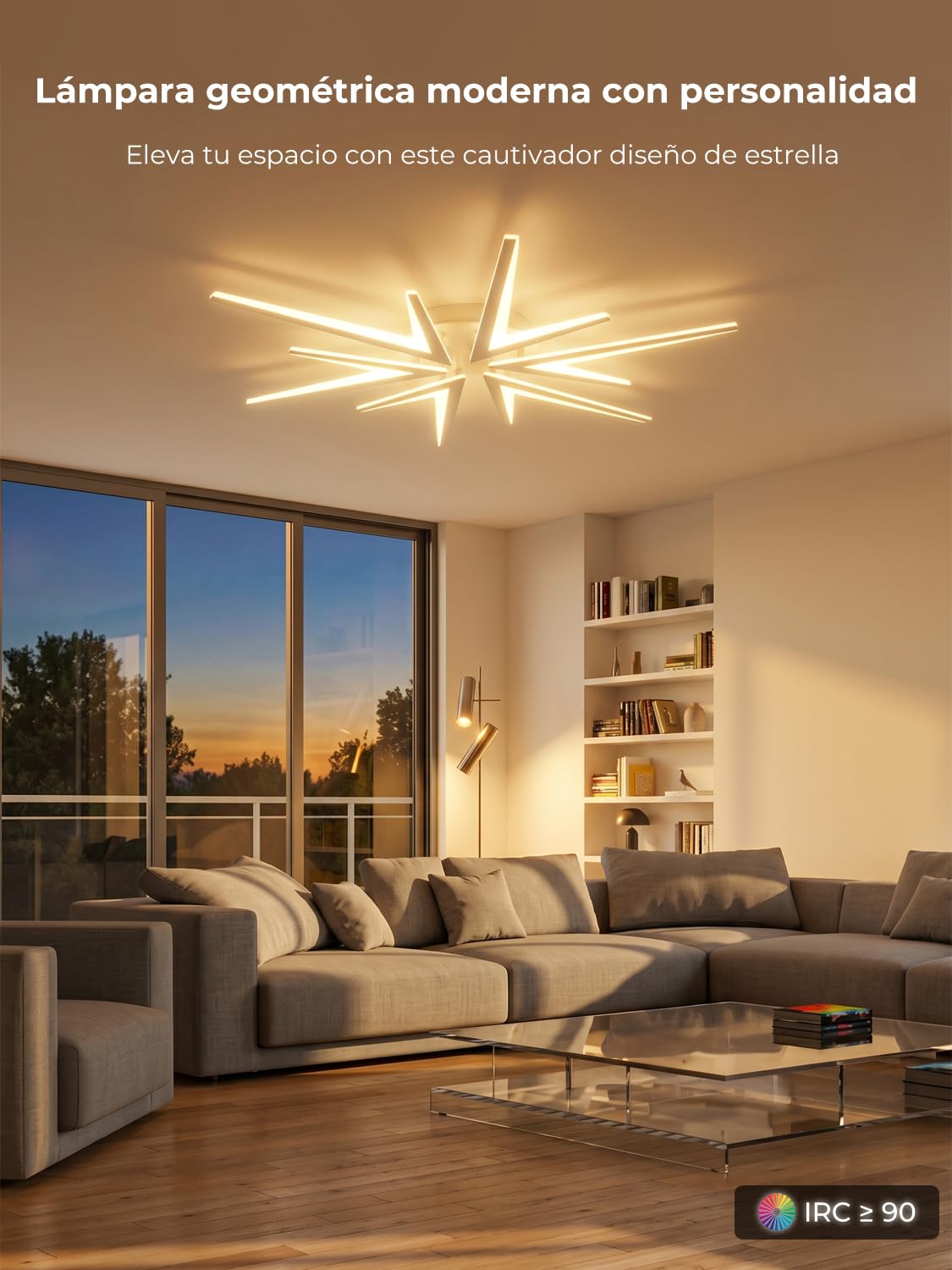 Lámpara Techo Salón Led Regulable con Mando a Distancia, 92cm Plafon Led Techo, Luces de Techo 72w LED 6800lm, Blanco