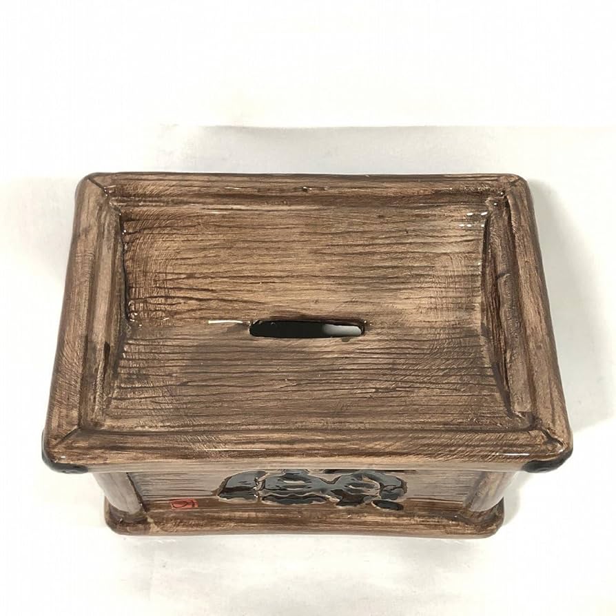 Amazon.co.jp: 相田みつを 願 レリーフ 陶製 賽銭箱 貯金箱 こげ
