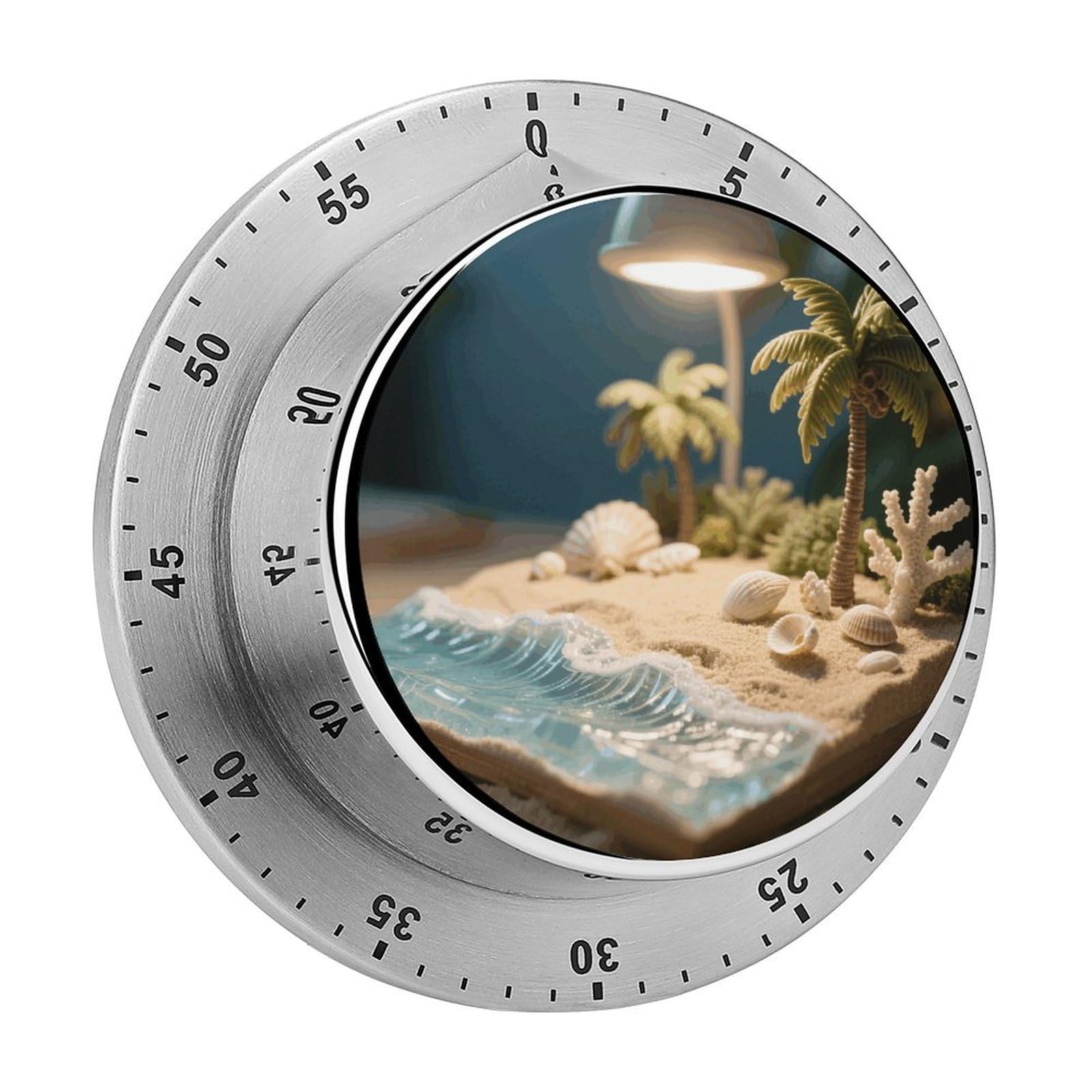 Hawaii Beach Timers Kitchen Chef Cooking Timers Portable Countdown Alarm Loud Countdown Clock Waterproof Stainless Steel Timer Compact 60-Minute Mechanical Timer Daily Use