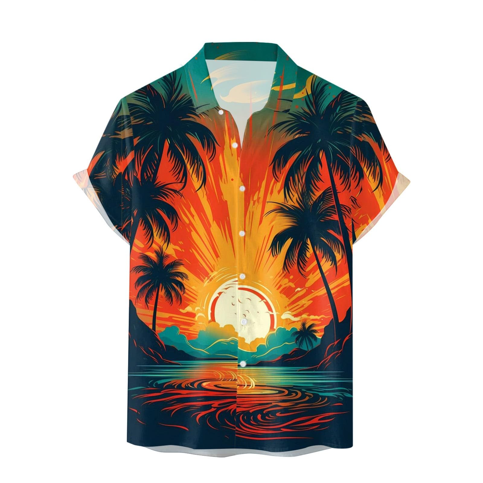 YOGALULU Camisas Vestir Hombre Corta para Hombre con Estampado 3D, Camisas de Blusa Superior de Moda Camiseta De Tirantes