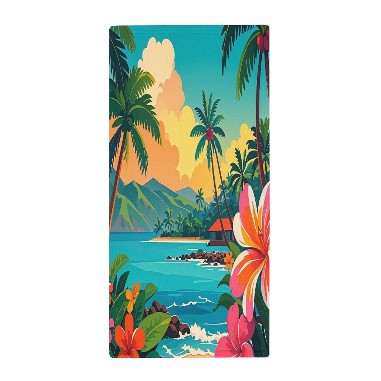 FekiLoot Hello Hawaii Bath Towel Super Soft Highly Absorbent Bath Towel Fashion Quick Drying Bathroom Towel Soft Large Fingertip Towels for Bathroom Gym Travel Camp Pool