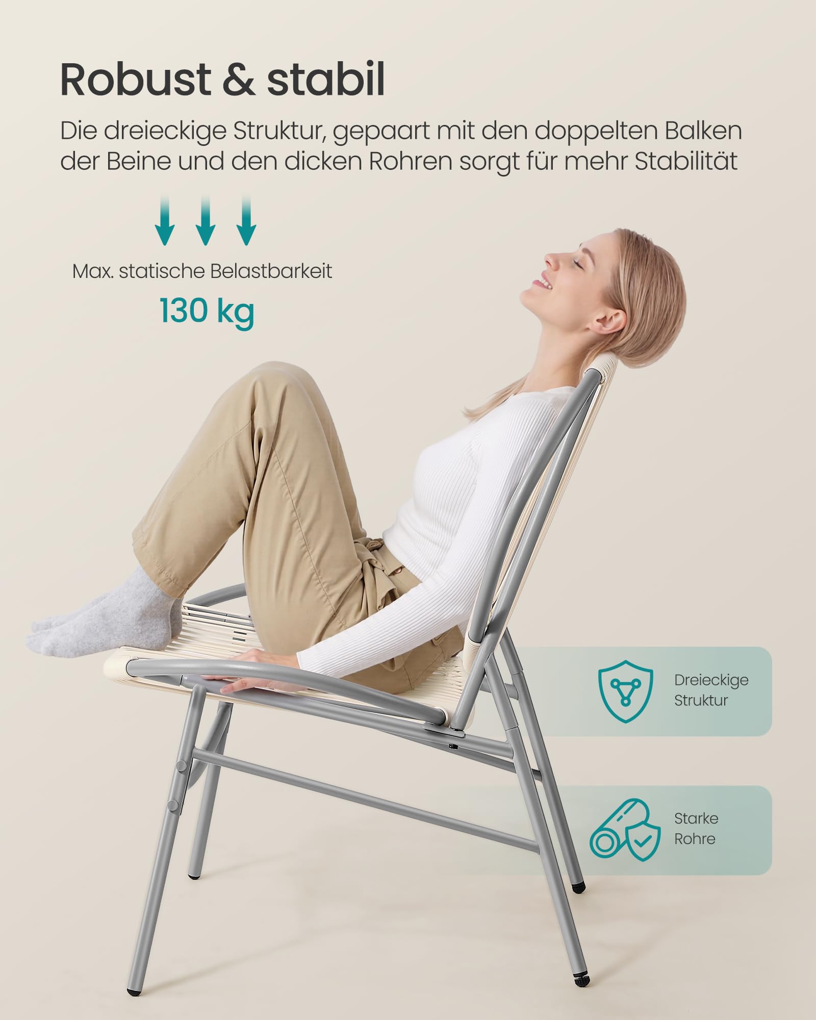 SONGMICS Balkonmöbel, 3er Set, Gartenmöbel-Set, aus PE-Polyrattan, Outdoor, mit Tisch, 2 Stühlen, für Terrasse, Garten, Balkon, Taubengrau GGF021GZ01