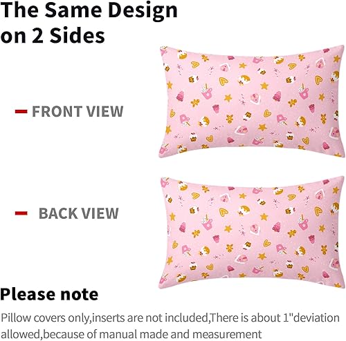 Miniatura 4 de Juego de 2 fundas de almohada de Navidad rosas de 12 x 20 pulgadas, lindas fundas de almohada lumbares de pan de jengibre, pastel dulce, postre,