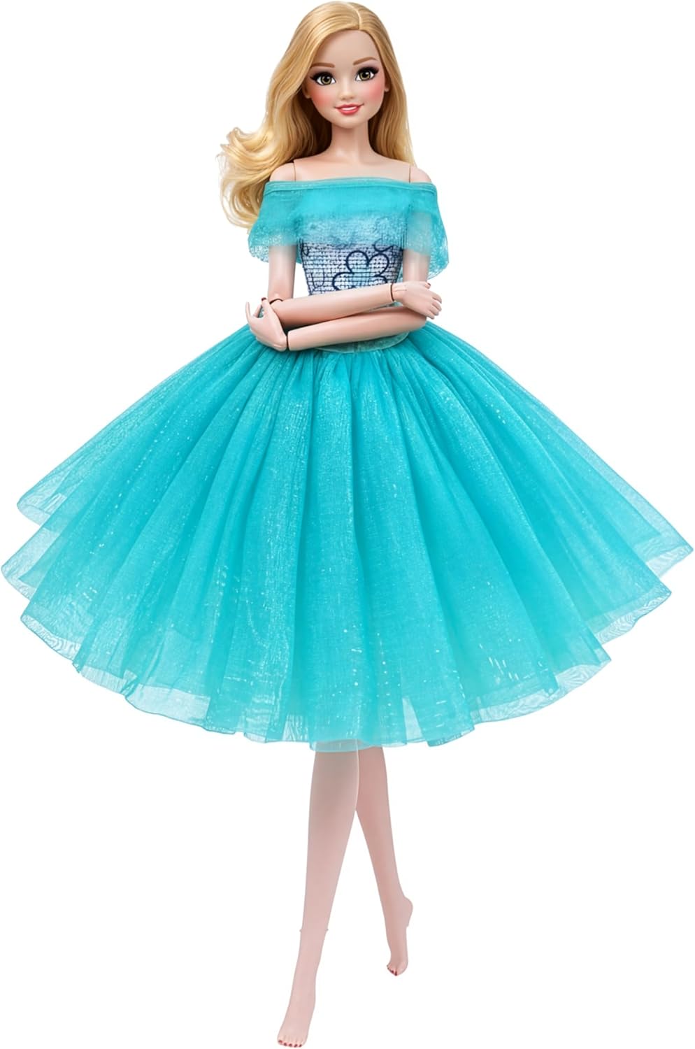 Peregrine Lake Blue Tulle Dress Tutu Bright Pink Bridesmaid Wedding Dress for 11.5 inch Dolls