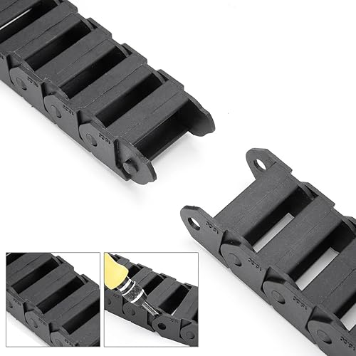 Miniatura 3 de uxcell R28 0.591 in x 1.181 in de plástico negro Cable portador de cable de arrastre de la cadena 1M de longitud para CNC