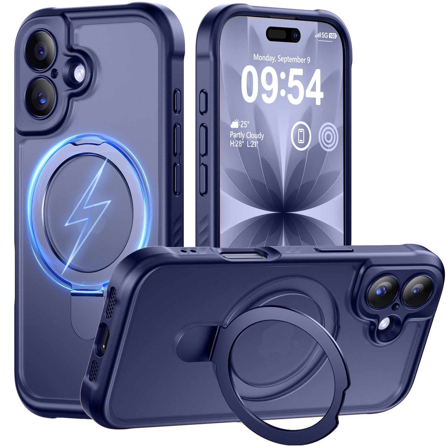 MOCCA Magnetic for iPhone 17 Case with Stand,Deep Blue