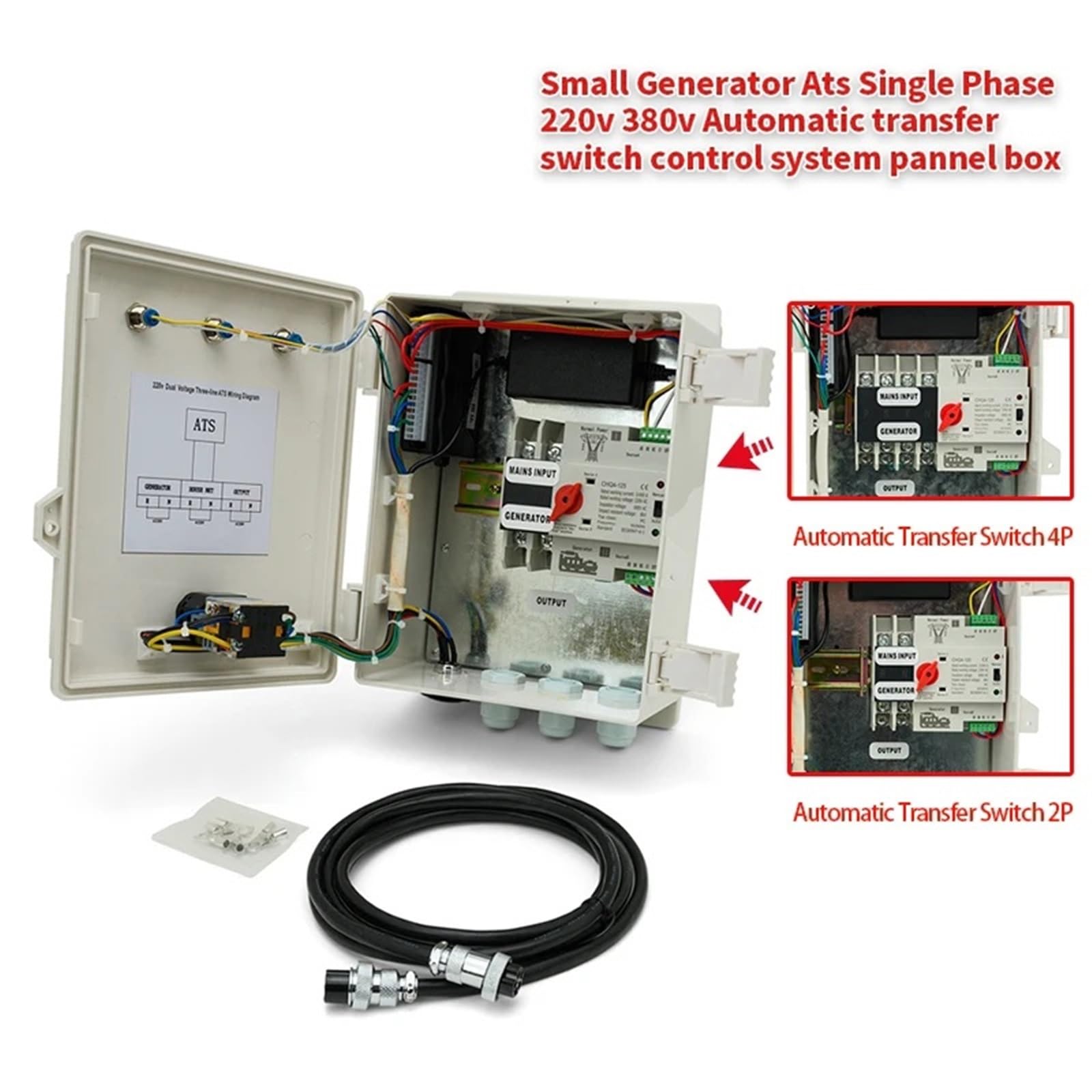 Silnik benzynowy 10kw 220 V 380 V, skrzynka sterownicza ATS, generator, podwójna moc, automatyczny przełącznik transferu, system panelu sterowania (380V GAS 6 otworów)