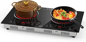 Hobsir 2 Burner Electric Cooktop 110v, 2000W, Electric Stove Top Burner, 24 Inch Countertop and Built-in Hot Plate Stove with Plug, LED Touch, Menu, Safety Lock for Kitchen Apartment RV Camp Stoves