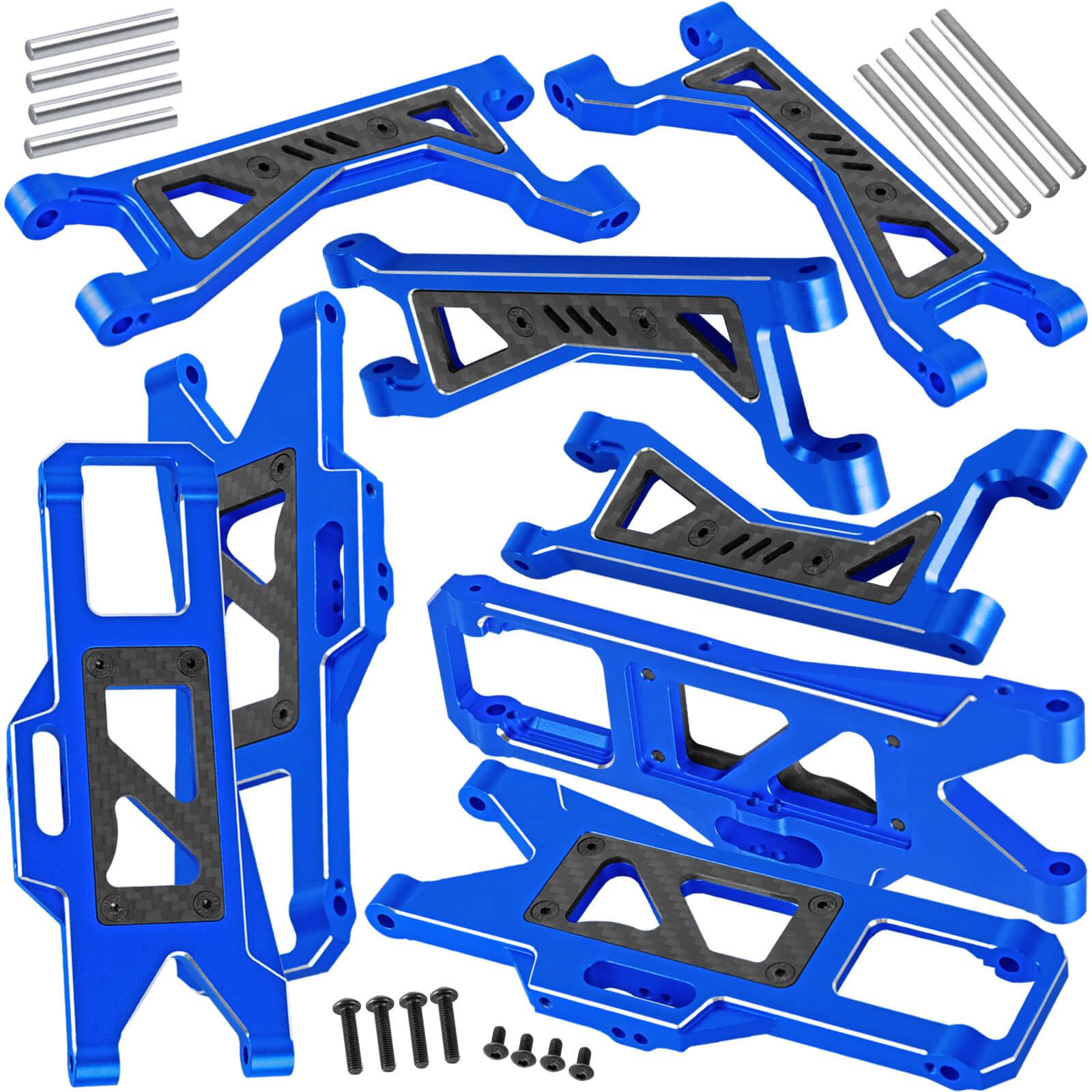 BRCatWPark Aluminum Suspension Arms Upgrades Part for 1/10 WideMaxx,RC Upper Suspension A-Arms & Lower Suspension Kits Hops Up,#89086-4,Navy Blue