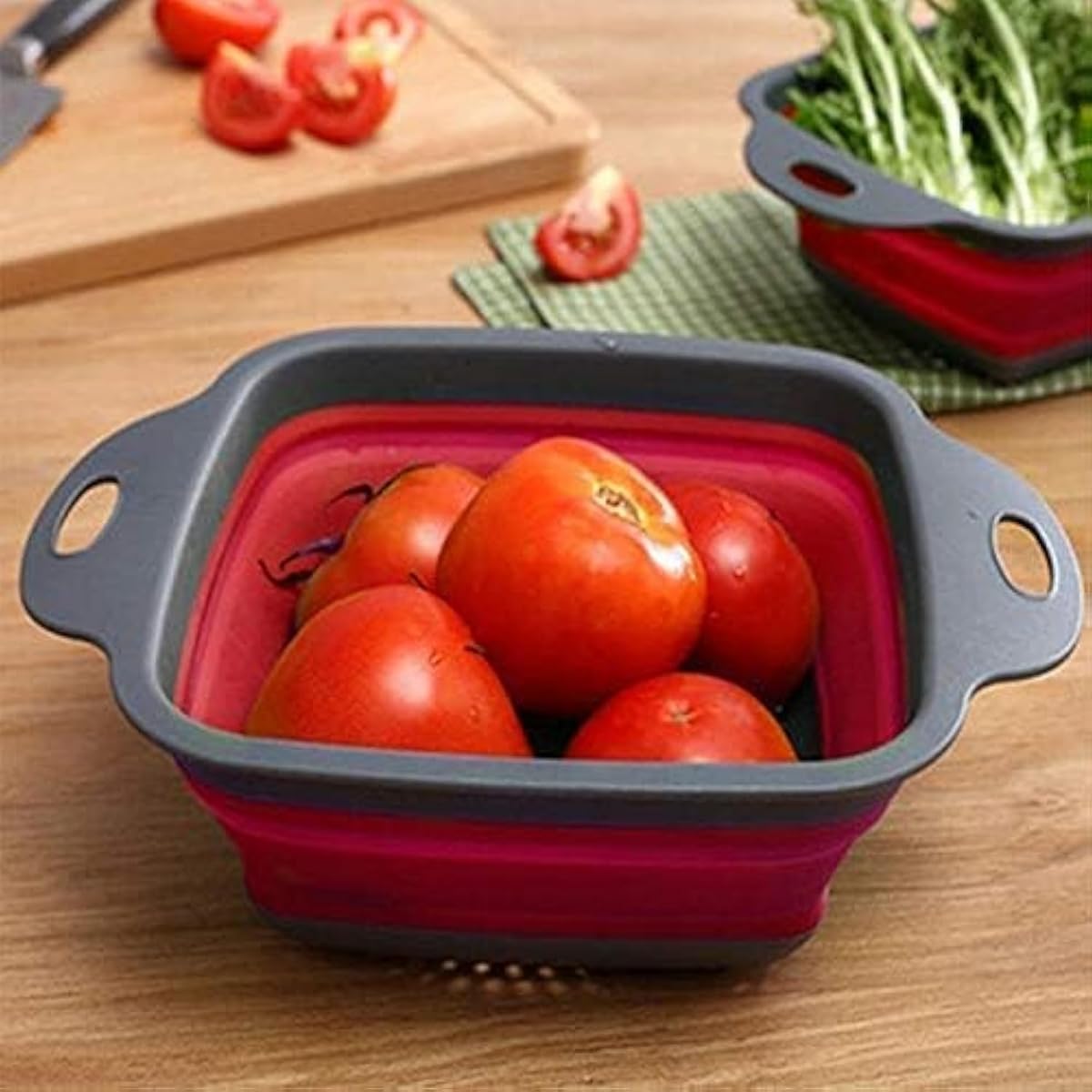 NIDY® Square Folding Colander Washing Drain Basket Silicone Filter Baskets