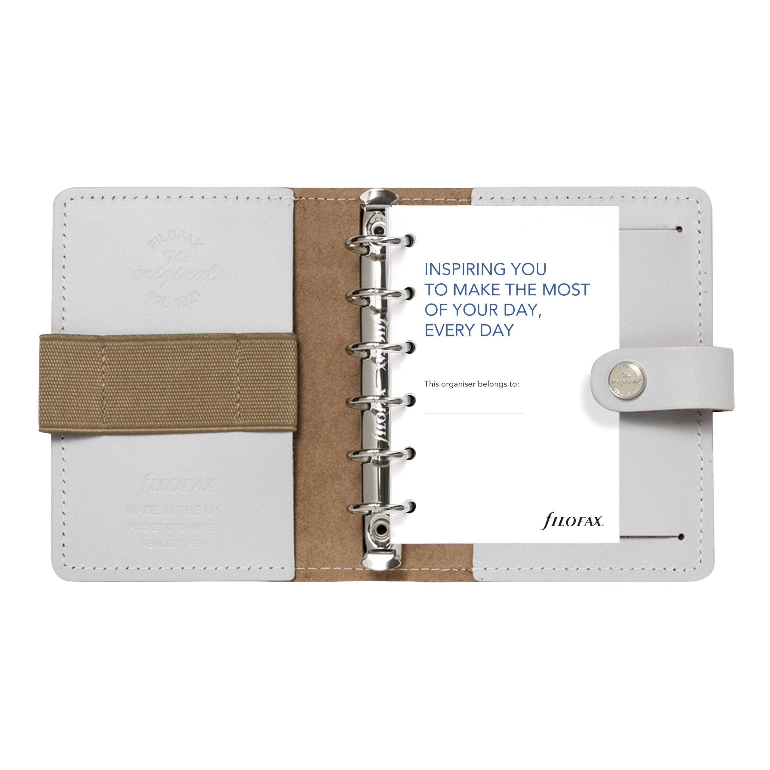 Filofax The Original Organizer, formato tascabile, pietra - pelle, sei anelli, visualizzazione settimanale, multilingue (C022625)