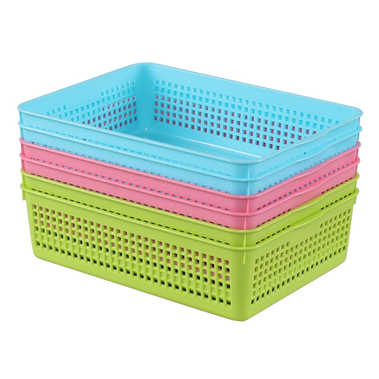 Colorati cestino In plastica Set Di 3, A4 Cestino Rettangolari Plastica