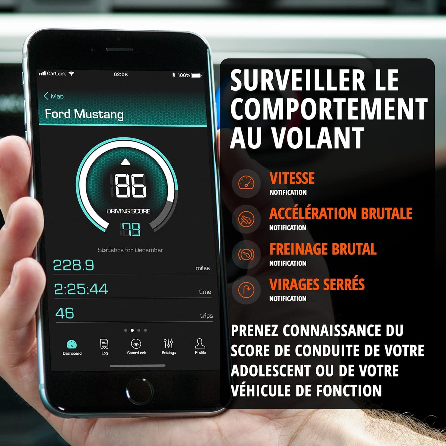 Carlock 4G Traceur GPS & Alarme Voiture. Antivol Voiture. Périphérique et Application. Géolocalisation véhicule en Temps réel en Vous informant immédiatement de Tout comportement Suspect. OBD